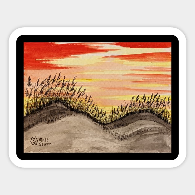 Sea oats in the dunes at sunrise Sticker by Matt Starr Fine Art